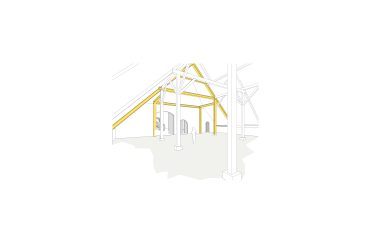 Constructie opvangen met staal, interieur achtergevel