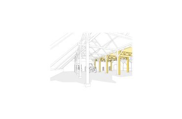 Stalen middenstuk - vakwerk interieur