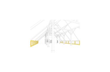 Enkele schuur, gevel in gaas interieur